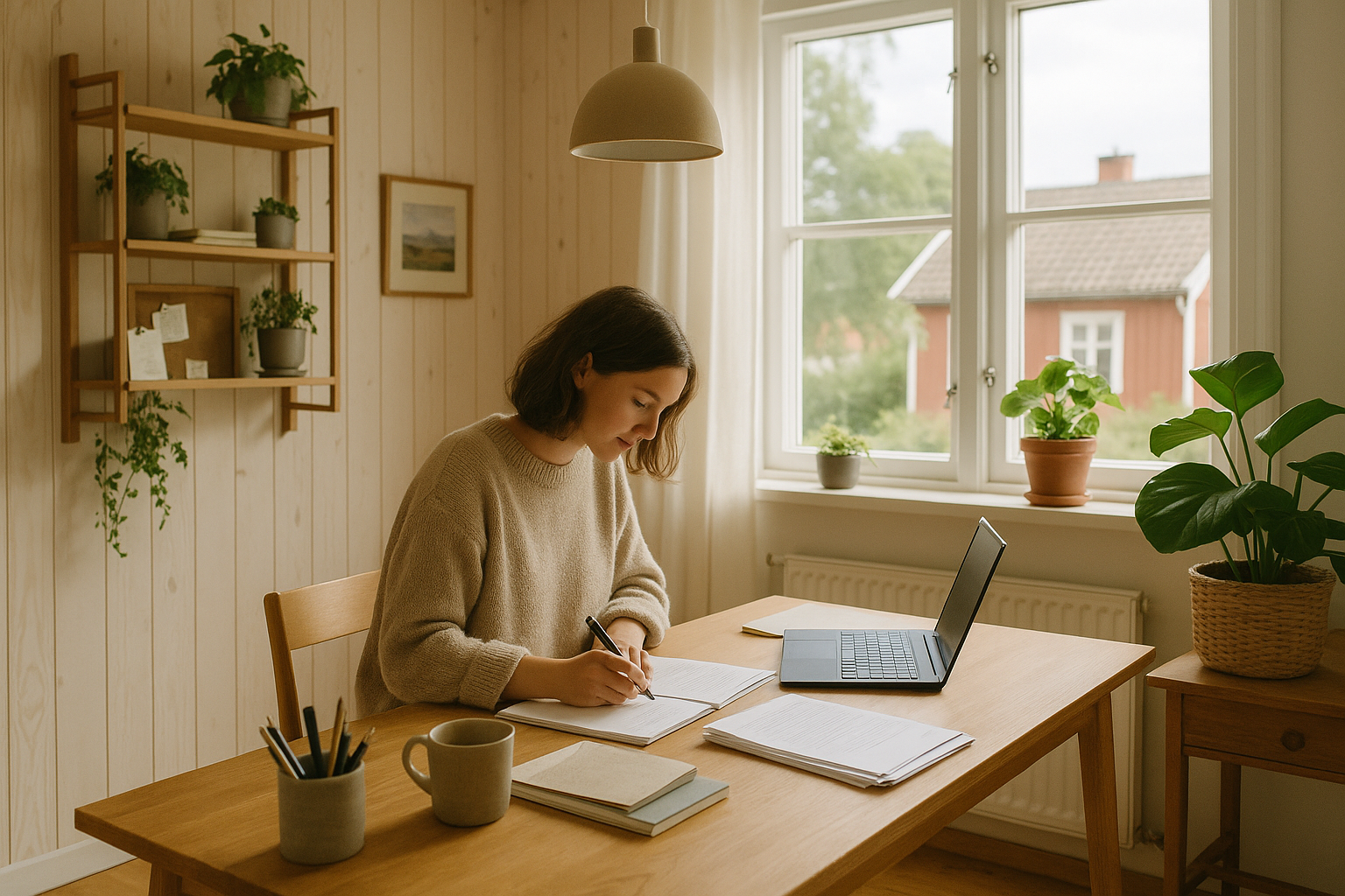 En inspirerende arbeidsplass med naturlig lys.