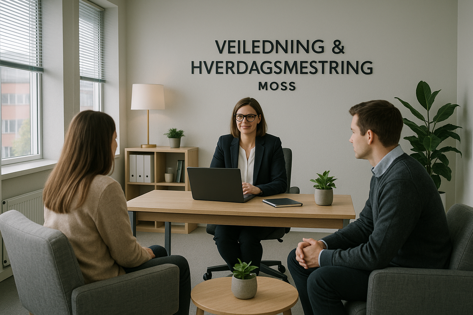 Kontormiljø i Moss med fokus på hverdagsmestring.